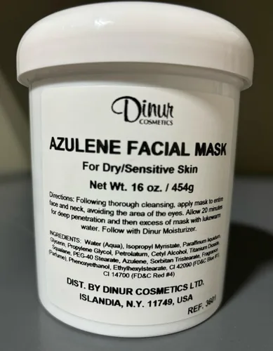 Vista 4 de Dinur Cosmetics Azulene Mascarilla Facial Ultra Hidratante para Piel Seca y Sensible Tratamiento Hidratante y Calmante Rejuvenece Células de la Piel