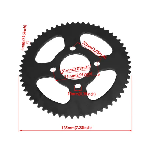 Vista 3 de YOXUFA Go Kart Sprocket 35 Cadenas 60 dientes Trasero Piñón de 2.008 in Diámetro para Predator 79cc 212cc 420cc Mini Bike Trike ATV Go Kart Cart