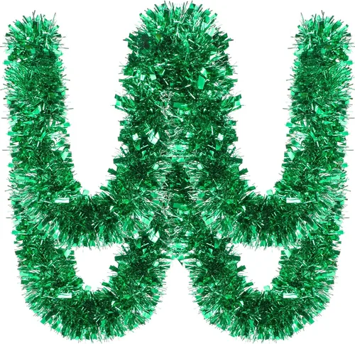 Vista 15 de Ceenna Guirnalda de oropel de Navidad de 150 pies, guirnalda metálica giratoria, brillante para colgar en el árbol de Navidad, suministros de Negro