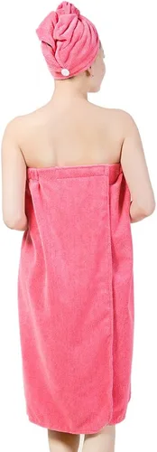 Vista 3 de FakeFace Toalla de baño de microfibra absorbente para mujer, envoltura para el cuerpo, bata de spa, para secar el cabello, gorro, playa, piscina