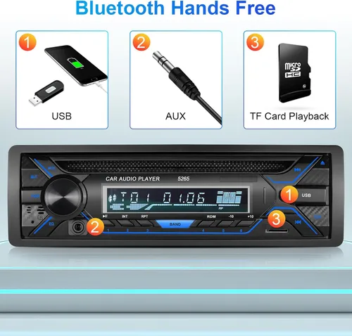Vista 11 de Estéreo de coche Bluetooth de un solo dinar con reproductor de CD y DVD, radio DIN simple con reproducción de tarjetas Bluetooth AM/FM AUX/USB/SD