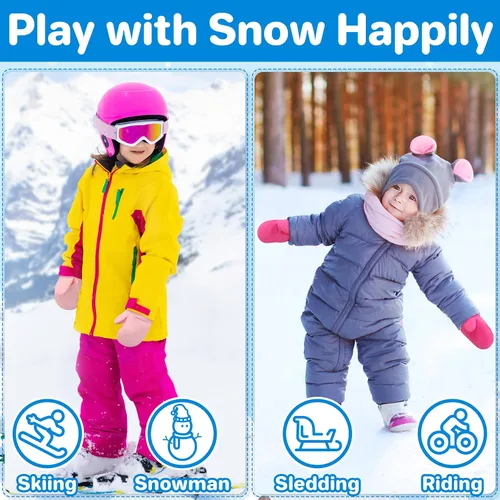 Vista 37 de QikQik Guantes de invierno impermeables para niños pequeños - Guantes de nieve para bebés
