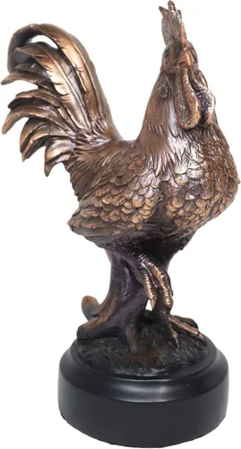 Vista 5 de Ebros Country Western - Estatua decorativa de gallina de gallo en bronce galvanizado con base Sunshine Crow Rural Barnyard Farmhouse Gallina Cocina