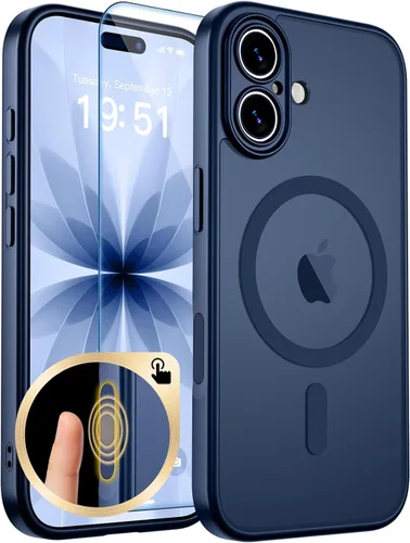 Vista 83 de zapica Funda magnética para iPhone Air, con protector de pantalla de vidrio templado, compatible con MagSafe, translúcida mate, a prueba de golpes