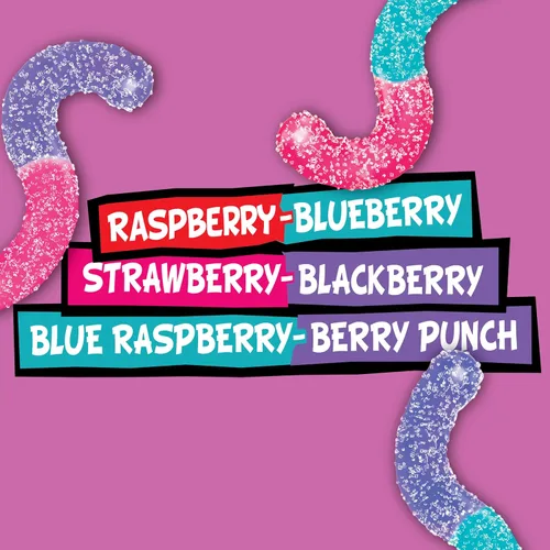 Vista 2 de Trolli - Sour Brite Crawlers, sabor Very Berry, 5 onzas. Gusanos de goma agrios muy bayas, bolsa de clavijas, aperitivos, compartir, sobre
