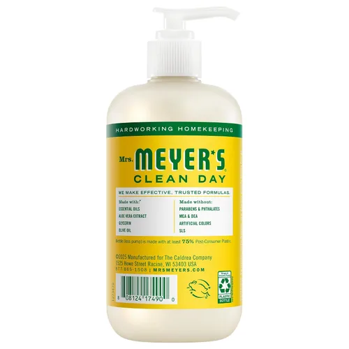Vista 2 de MRS. MEYER'S Clean Day Jabón de manos, hecho con aceites esenciales, fórmula biodegradable, madreselva, 12.5 onzas líquidas