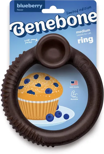 Vista 11 de Benebone Ring - Juguete masticable duradero para perros para masticadores agresivos, edición limitada, sabor arándano, pequeño