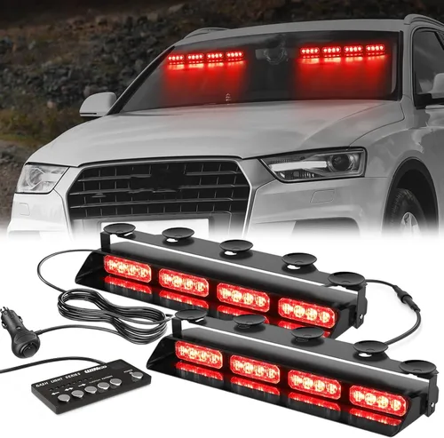 Vista 8 de Luces estroboscópicas de emergencia en ámbar para salpicadero WINECO con pantalla digital, controlador de advertencia de seguridad, barra de luz