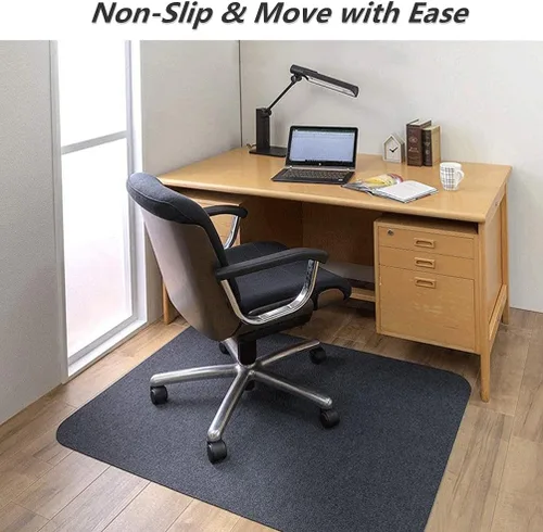 Vista 2 de Icegrey Tapete para silla de oficina, rectangular, lavable, antideslizante, protector de suelo para suelos de madera dura y azulejos, color beige