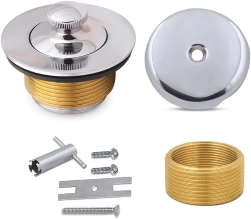 Vista 14 de Kit de drenaje y desbordamiento de bañera Lift & Turn - Conjunto universal de drenaje de bañera de latón con placa frontal de desbordamiento de un