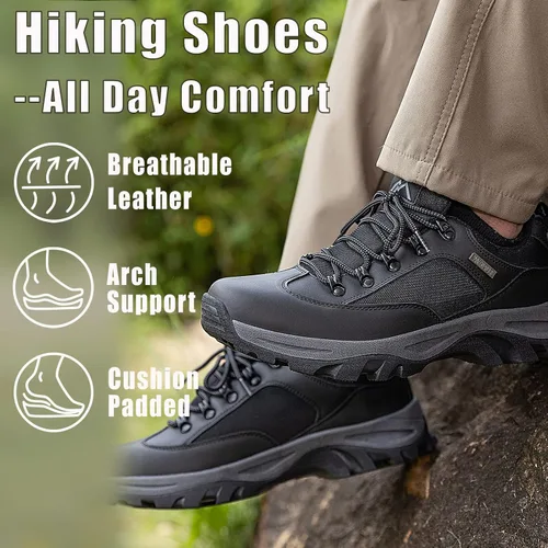 Vista 5 de CC-Los Zapatos de senderismo para hombre, zapatos de trabajo para exteriores, transpirables y ligeros, talla 7.5 a 14