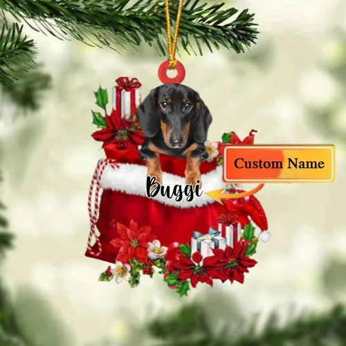 Vista 141 de Perro Akita Inu personalizado en bolsa de regalo, adorno de Navidad, nombre personalizado, regalo para amantes de los perros, familia, Navidad