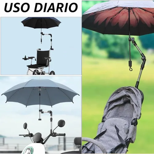 Vista 6 de Soporte para paraguas para cochecito y silla de ruedas, silla de playa