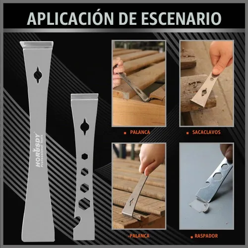 Vista 5 de HORUSDY Juego de 2 barras de palanca raspadoras, barras de palanca planas de acero inoxidable con función de destornillador hexagonal, extractor