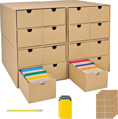Vista 10 de 4 juegos de cajas de almacenamiento de tarjetas coleccionables, incluye 16-750 cajas CT y 64 divisores, más de 12000 tarjetas coleccionables