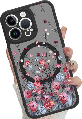 Vista 49 de Funda magnética para iPhone 17 Pro [compatible con MagSafe], bonita funda de moda con estampado de leopardo negro, translúcida, mate, parte trasera