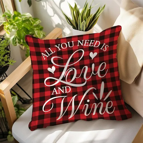 Vista 7 de Fundas de almohada de San Valentín con diseño de cuadros de búfalo de 16 x 16 pulgadas, fundas de almohada para el día de San Valentín, fundas