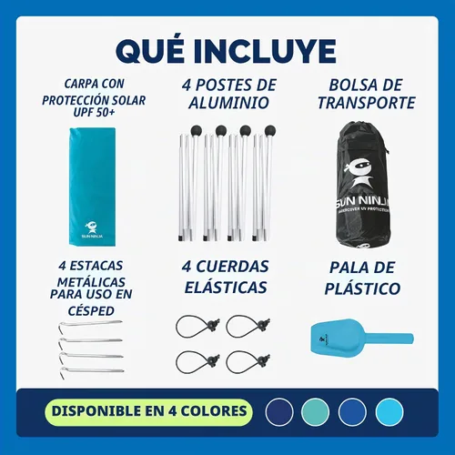 Vista 4 de SUN NINJA Tienda de campaña de playa, refugio solar, toldo de sombra de Verde
