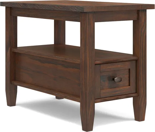 Vista 36 de SIMPLIHOME - Mesa lateral estrecha rectangular Warm Shaker, de madera maciza, de 14 pulgadas de ancho, estilo transicional, color negro, para sala