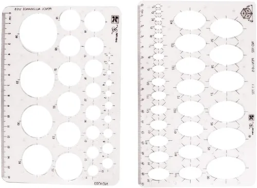 Vista 17 de Utoolmart Plantillas geométricas de dibujo, regla de medición, herramientas de dibujo con conjunto de geometría, círculo, plantillas