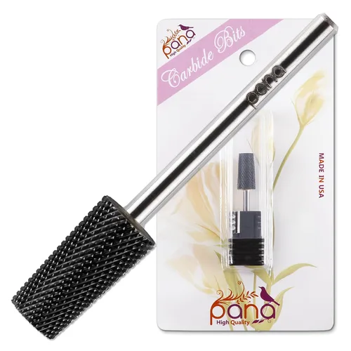 Vista 21 de PANA - Cabezal cónico de carburo con vástago de 3/32 pulgadas (negro, grano grueso), broca de uñas para eliminación rápida de acrílico o gel duro