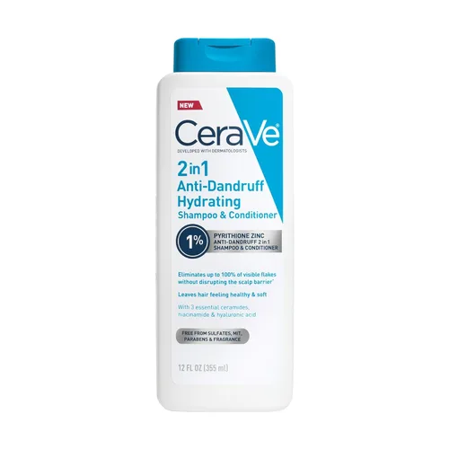 Vista 14 de CeraVe Champú y Acondicionador Hidratante Anticaspa 2 en 1, Tratamiento de Caspa con Zinc Piritiona al 1%, Champú y Acondicionador Sin Sulfatos