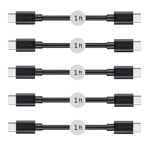Vista 2 de MaGeek Cable USB C a USB C, [corto de 1 pie, paquete de 5] 60 W PD USB-C cable de carga rápida para iPhone 15, iPad, MacBook Pro, Samsung Galaxy