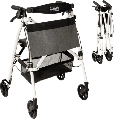 Vista 15 de Stander Wonder Andador Plus, Andador plegable de movilidad rodante ligero, Andador EZ Fold-N-Go para personas mayores y adultos, ruedas de 6