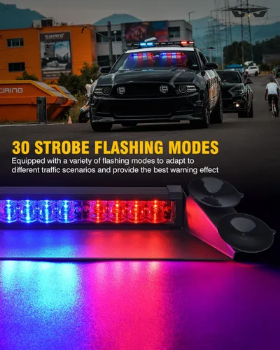 Vista 4 de LUMENIX Barra de luces estroboscópicas de emergencia LED para salpicadero con controlador, parabrisas, visera, advertencia de seguridad, luz