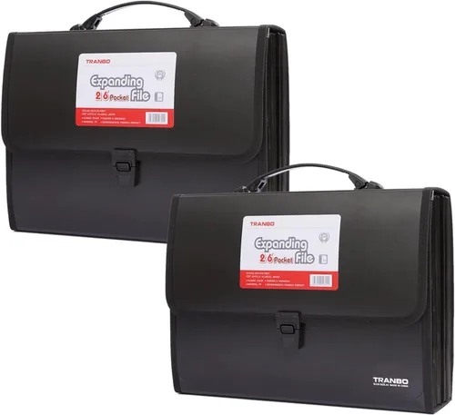 Vista 9 de Organizador de archivos de acordeón de 12 bolsillos tamaño carta/A4 con asa, TRANBO, carpeta de archivos expandible, organizador de papel portátil
