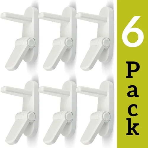 Vista 6 de La cerradura de palanca de puerta (paquete de 6) evita que los niños pequeños abran puertas. 3.25 pulgadas de largo x 1.5 pulgadas de ancho x 4.5