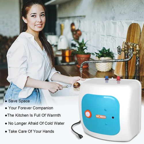 Vista 3 de calentador de agua caliente eléctrico instantáneo de 110V-120V 1440-1500W debajo de la cocina, tanque pequeño de 8.0 galones de almacenamiento