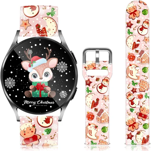 Vista 25 de Correa de reloj de 20 mm de Navidad compatible con Samsung Galaxy 6/5/5 Pro/4/4 Classic/3 (41 mm)/Active 1 y 2, tamaños 40 mm 41 mm 42 mm 44 mm 45