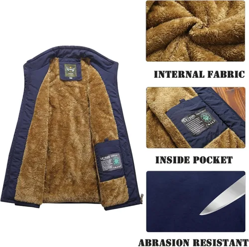 Vista 2 de Msmsse Chaleco acolchado de invierno para hombre, chaleco acolchado con cuello alto, chaleco acolchado cálido