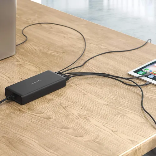 Vista 7 de SABRENT Estación de carga de cargador inteligente USB A y USB tipo C PD de 5 puertos de 114 W (AX-LPD5)