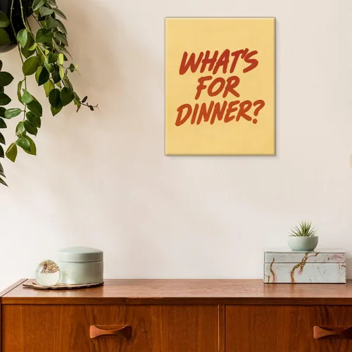 Vista 4 de Póster retro con texto en inglés «What's for Dinner Kitchen» (¿Qué hay para cenar?)