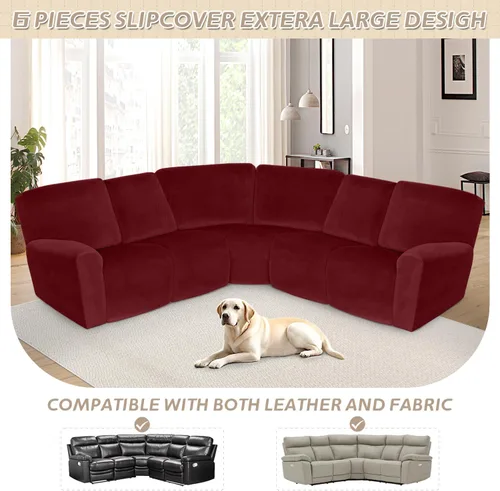 Vista 144 de Arfntevss Fundas de sofá seccional reclinable de terciopelo, Funda de sofá seccional de esquina para sofá reclinable, Funda elástica suave