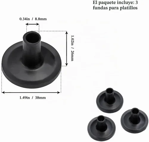 Vista 3 de Juego de accesorios de platillos de 21 piezas, fundas de soporte, fieltros, arandelas y tuercas de ala para batería (negro)