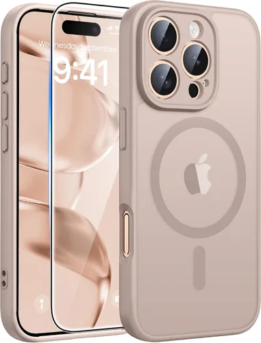 Vista 270 de FNTCASE - Funda para iPhone 16 Pro: magnética, mate, translúcida, de grado militar, protectora contra caídas, resistente, fina, duradera y a prueba