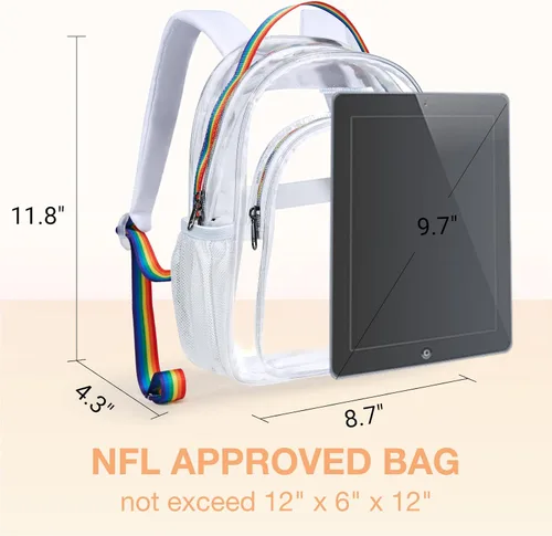 Vista 2 de LIGHT FLIGHT Mochila transparente con correas acolchadas reforzadas mochila transparente de PVC resistente Viajar