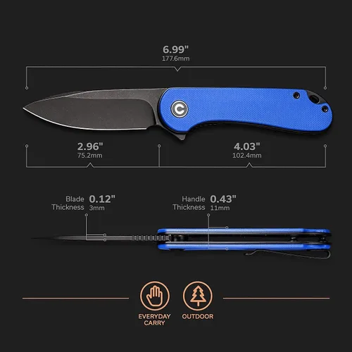 Vista 3 de CIVIVI Elementum Green G10 Mango incluido con nueva versión de mango azul G10, gran compañero de cuchillo plegable EDC