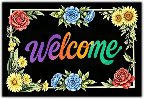 Vista 12 de Felpudo con texto en inglés «Bless This Home and All Who Intre», diseño floral de bienvenida, decoración de baño