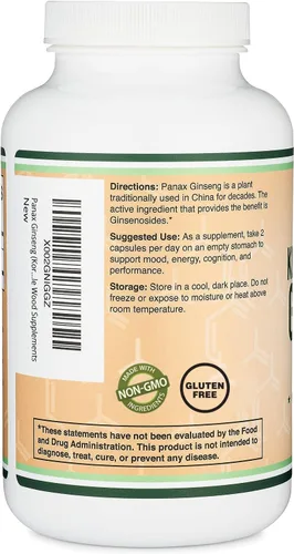 Vista 6 de Cápsulas de ginseng (extracto de ginseng rojo coreano, Panax Ginseng 10% de ginsenósidos) (suministro para 4 meses) 240 cápsulas veganas - 1,000 mg