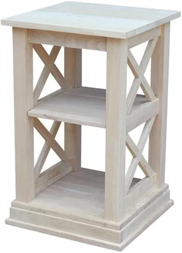 Vista 9 de IC International Concepts Hampton - Mesa decorativa de madera maciza con estantes, color negro