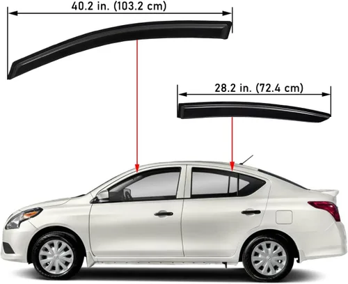 Vista 2 de Lightronic Visera de ventana de ventilación automática de montaje exterior extra duradera, compatible con Nissan Versa Sedan 2012-2019