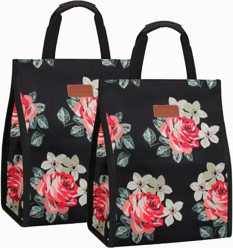 Vista 7 de Bolsas de almuerzo para mujer, aisladas, reutilizables, con bolsillo interno, bolsa de almuerzo para adultos para el trabajo