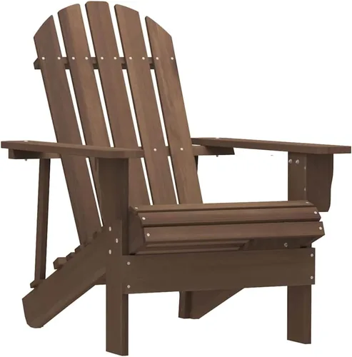 Vista 7 de Garden Adirondack Chair, Brown Solid Fir Wood, 27.4x34.1x35.2 in, Ergonomic Outdoor Patio Furniture Set with Matching Table, Varnished