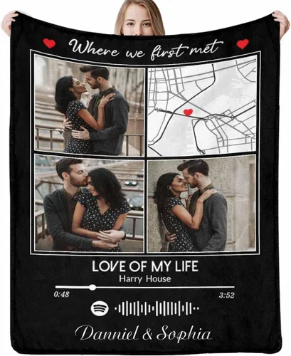 Vista 24 de D-Story Manta personalizada con fotos con cualquier texto - Mantas con imágenes personalizadas para Navidad, cumpleaños, regalos para parejas