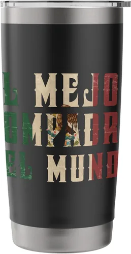 Vista 3 de El Mejor Compadre Del Mundo Spanish Compadre - Vaso aislado de acero inoxidable Negro