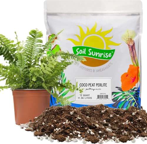 Vista 10 de Soil Sunrise Mezcla para macetas de perlita de turba de coco (4 cuartos de galón) de coco suelto y perlita